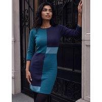 Roman Colour Block Knitted Jumper Dress Blue