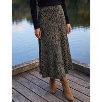 Roman Abstract Diamond Print Midi Skirt Khaki Mix