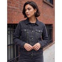 Roman Cropped Denim Jacket Black
