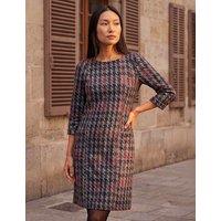 Roman Houndstooth Knee Length Shift Dress Red