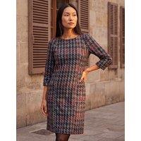Roman Houndstooth Knee Length Shift Dress Red