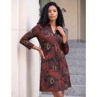 Roman Abstract Print Knee Length Shift Dress Lime Green