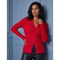 Roman Ribbed Cable Knit Jumper Red