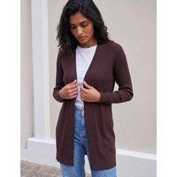 Roman Ribbed Knitted Edge to Edge Cardigan Chocolate