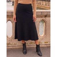 Roman Knitted Midi A-Line Skirt Black