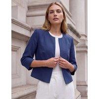 Roman Textured Cropped Tailored Jacket Navy
