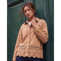Roman Faux Suede Cut Out Detail Shacket Stone