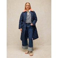 White Stuff Quilted Collared Longline Puffer Coat Dark Navy