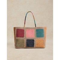 White Stuff Leather Crochet Tote Bag Natural Mix