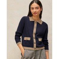 White Stuff Pure Cotton Cardigan Navy Mix