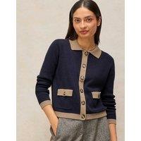 White Stuff Pure Cotton Cardigan Navy Mix