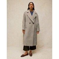 White Stuff Wool-Blend Collared Crombie Overcoat Natural Mix