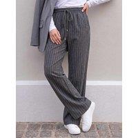 Roman Petite Striped Drawstring Wide Leg Trousers Grey