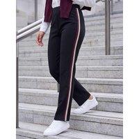 Roman Petite Ponte Side Stripe Straight Leg Trousers Black