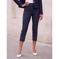 Roman Elasticated Waist Cropped Trousers Navy