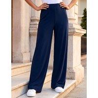 Roman Elasticated Waist Wide Leg Trousers Navy
