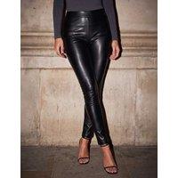 Roman Leather Look High Waisted Leggings Black