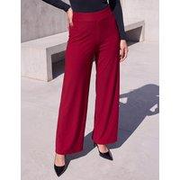 Roman Petite Elasticated Waist Wide Leg Trousers Cherry Red
