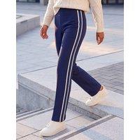 Roman Petite Ponte Side Stripe Trousers with Stretch Navy