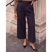 Roman Pleat Front Wide Leg Culottes Black