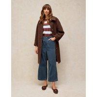 White Stuff Cord Wide Leg Cropped Trousers Bright Blue