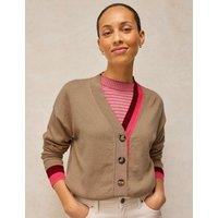White Stuff Cotton Rich Cardigan with Merino Wool Natural Mix