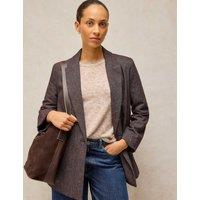 White Stuff Wool Blend Textured Tweed Blazer Plum
