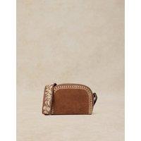 White Stuff Leather Embroidered Cross Body Bag Tan