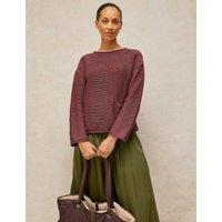 White Stuff Pure Cotton Crew Neck Jumper Plum