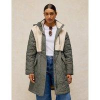 White Stuff Borg Quilted Hooded Multiway Puffer Jacket Khaki