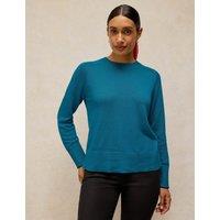 White Stuff Cotton Rich Crew Neck Jumper Teal