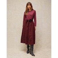 White Stuff Corduroy Embroidered Midi A-Line Skirt Dark Red