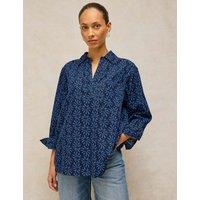 White Stuff Pure Cotton Cord Floral Tunic Blue Mix