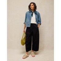 White Stuff Leona Cord Elasticated Waist Wide Leg Trousers Black