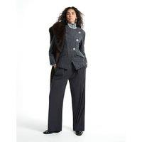 River Island Pinstripe Asymmetric Placket Blazer Grey Mix