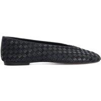 Dune London Leather Woven Ballet Pumps Black