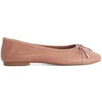Dune London Leather Block Heel Ballet Pumps Dark Pink