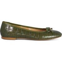 Dune London Leather Croc Ballet Pumps Green