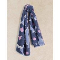 White Stuff Cotton Rich Printed Scarf Blue