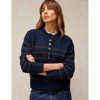 White Stuff Striped Henley Jumper Navy Mix