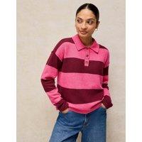 White Stuff Wool Rich Striped Collared Jumper Pink Mix