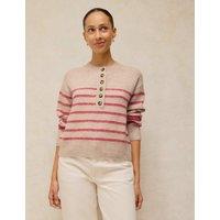 White Stuff Striped Henley Jumper Natural Mix