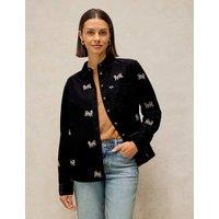 White Stuff Pure Cotton Cord Embroidered Shirt Black Mix