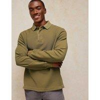 White Stuff Cotton Collared Long Sleeve Sweatshirt Dark Green