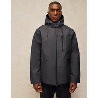 White Stuff Cotton Rich Zip Up Waterproof Hooded Jacket Dark Blue