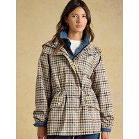 Joules Waterproof Checked Packaway Raincoat Brown Mix