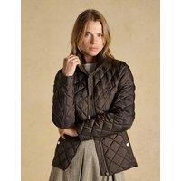 Joules Diamond Quilted Funnel Neck Coat Brown