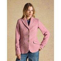 Joules Wool Blend Tweed Herringbone Blazer Pink Mix