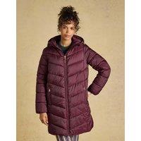 Joules Padded Hooded Mid Length Coat Burgundy