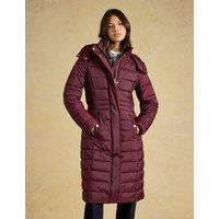 Joules Showerproof Longline Padded Coat Burgundy